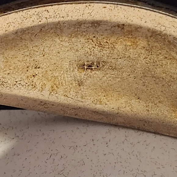 1970's MOP and Blue enamel Butterfly Alpaca Silver Hinged Bracelet - Picture 7 of 10